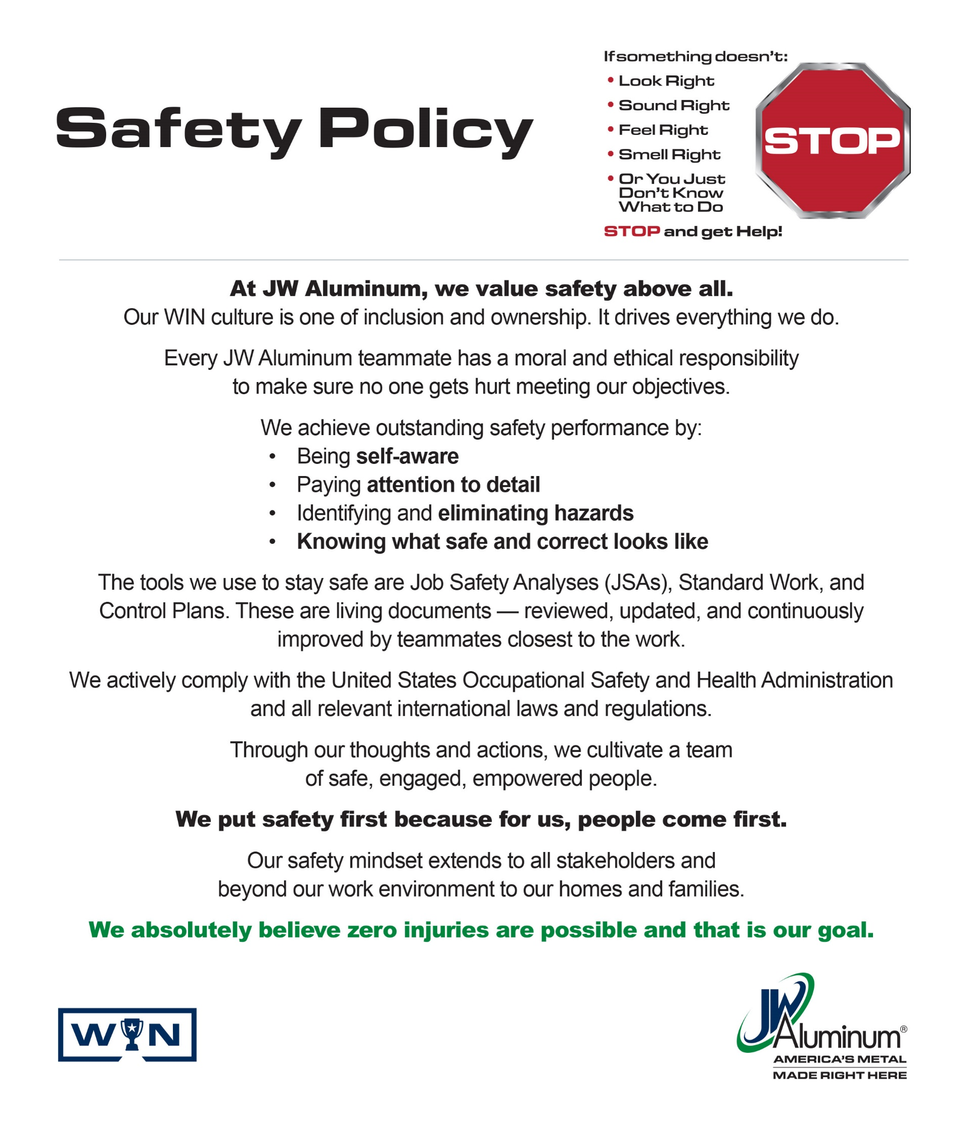 Safety Policy no sig